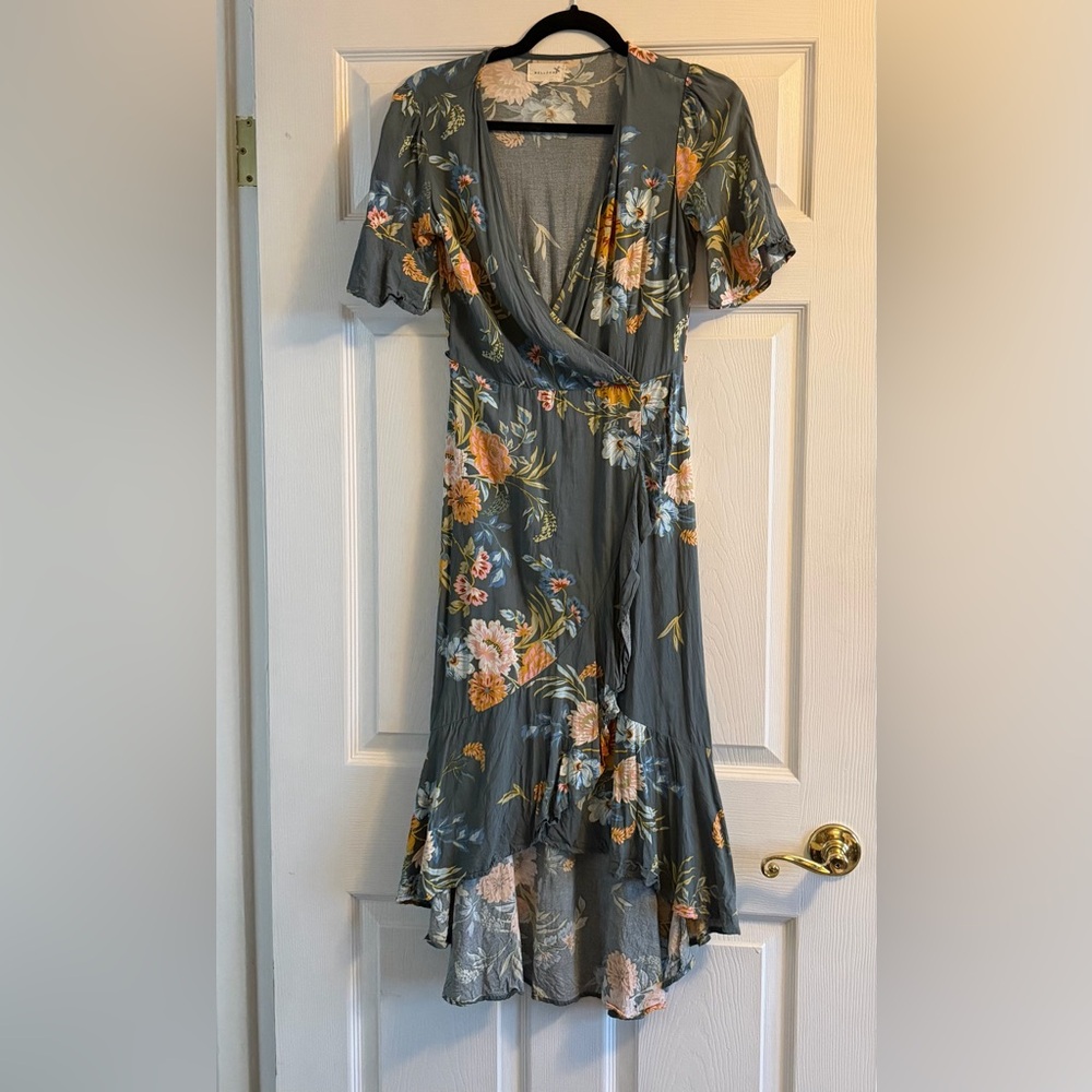 MELLODAY High Low Floral Dress in Blue and Orange